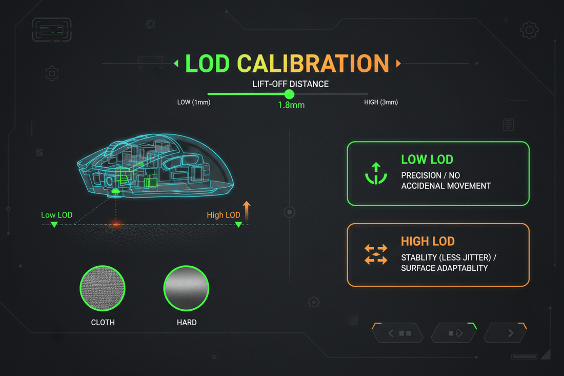 gaming mouse with lift-off distance control