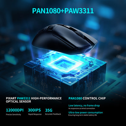 RAWM SL01-C PAW3311 Wireless Hollow Gaming Mouse 12000DPI 60g 6 Programmable Buttons