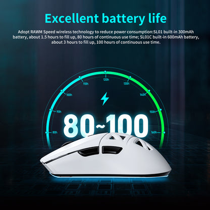 RAWM SL01-C PAW3311 Wireless Hollow Gaming Mouse 12000DPI 60g 6 Programmable Buttons
