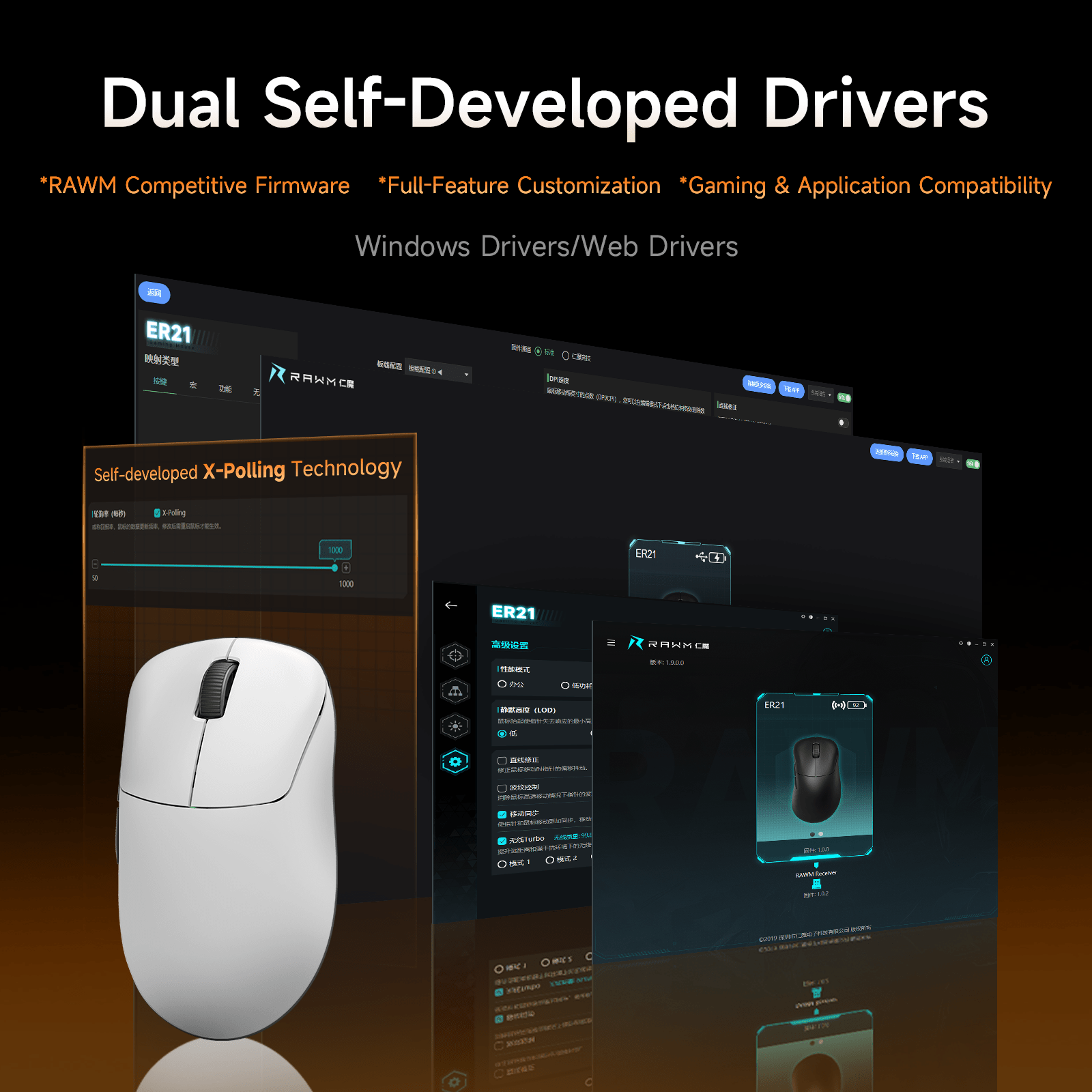 RAWM ER21PRO HyperSpeed Wireless Gaming Mouse Right-handed RAWM ER21PRO HyperSpeed Wireless Gaming Mouse Right-handed