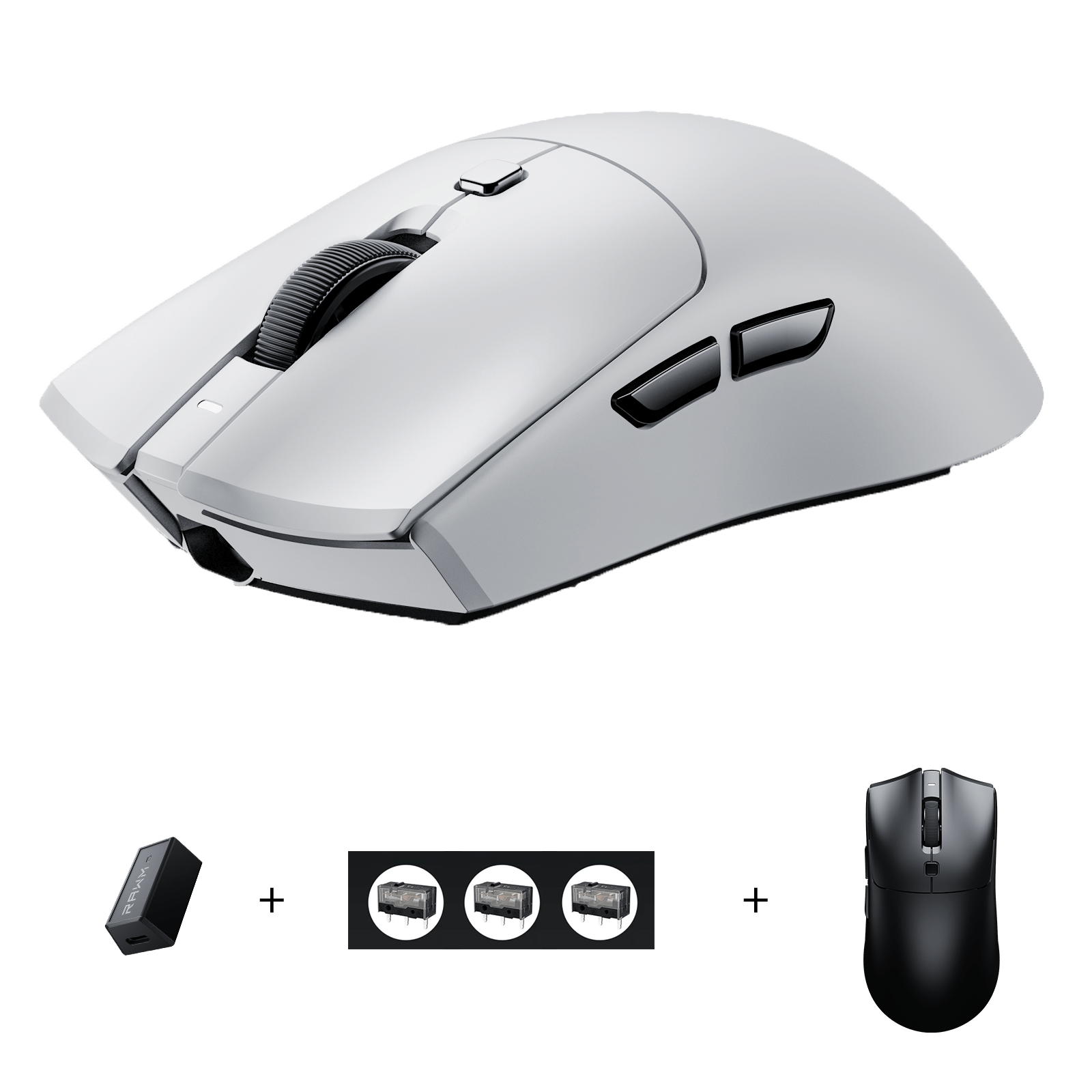 RAWM MH01 Set, 8k Wireless Gaming Mouse with Long - lasting Battery Life PAW3395, 1 shell, 3 micro switches - RAWM GAMING